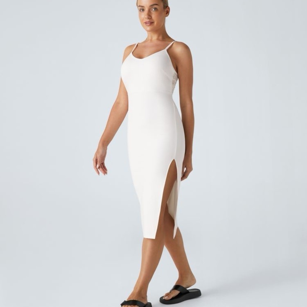 HALARA Contrast Lace Hem Midi Casual Slip Dress - Picture 3 of 14